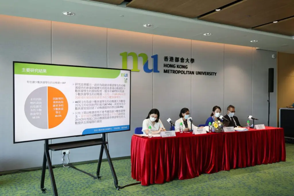 香港都會大學與香港惠苗協會研究顯示政府資助有助鼓勵幼稚園招收少數族裔學生