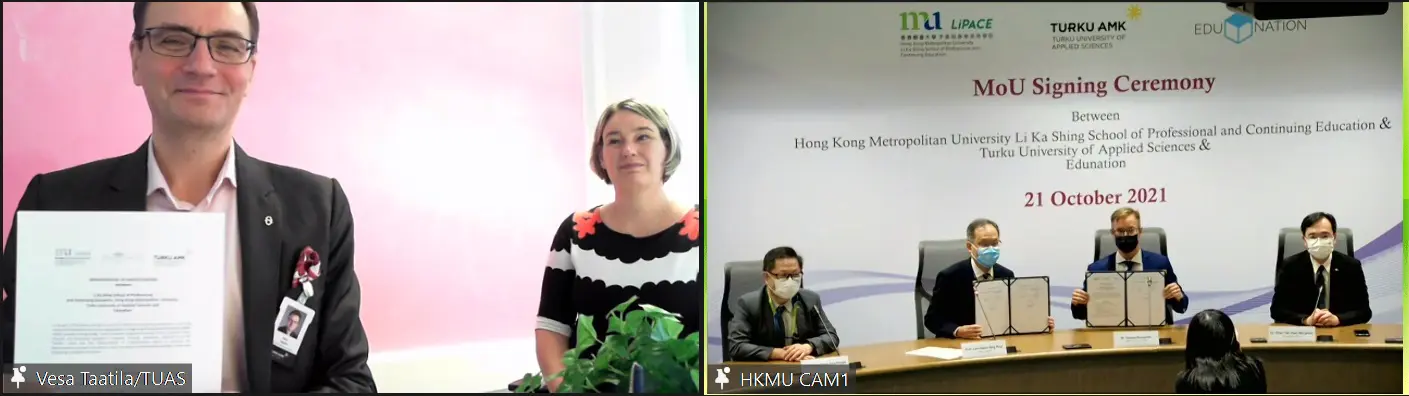 香港都會大學李嘉誠專業進修學院與芬蘭圖爾庫應用科學大學及芬蘭升學顧問Edunation簽訂備忘錄促進香港與芬蘭之學術及文化交流