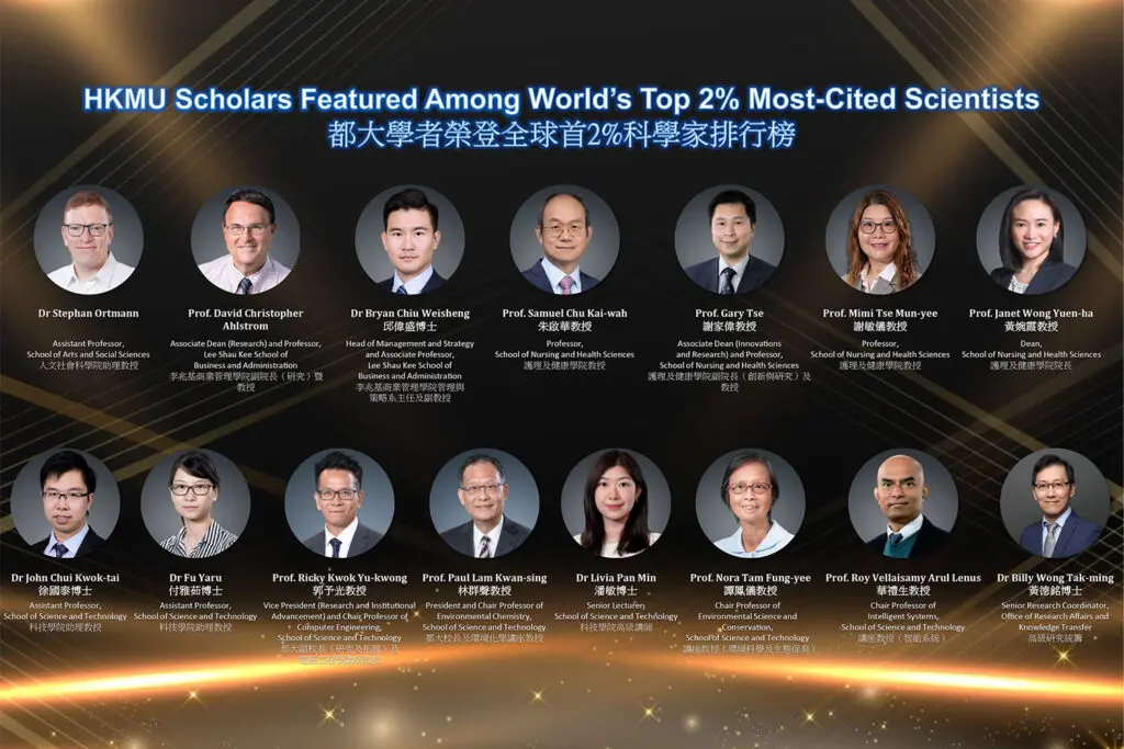 15 HKMU scholars recognised among the world's top 2% of most-cited scientists, marking three years of continuous growth