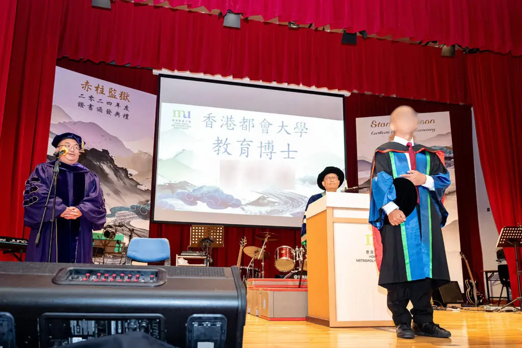 HKMU awards first doctorate to a person in custody in Hong Kong